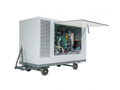 Site trailer-mounted UHP waterjetting machine.