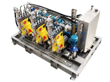 Pump skid for nuclear decommissioning - triple pump