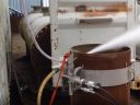 Cold cutting through a large diameter pipe.