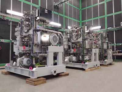Three variable stroke pump packages on test utlising Hammelmann Hampro pumps.