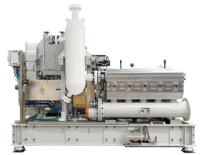 Twin pump skid for cuttings re-injection and well service fluids injection. Sour service compatible.