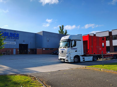 Offshore vacuum container arrives at our Worcester factory.